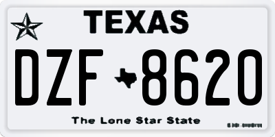 TX license plate DZF8620