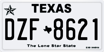 TX license plate DZF8621