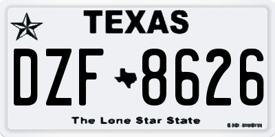 TX license plate DZF8626