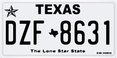 TX license plate DZF8631