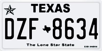 TX license plate DZF8634