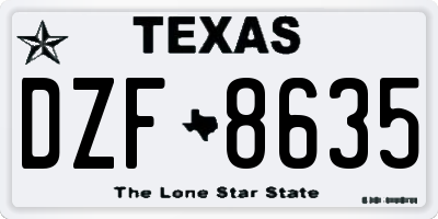 TX license plate DZF8635