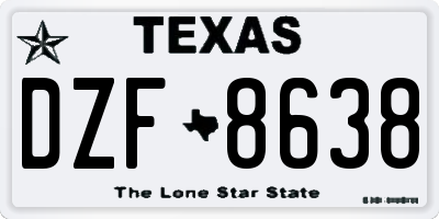 TX license plate DZF8638