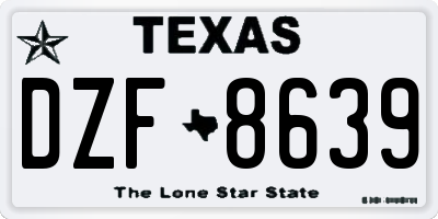 TX license plate DZF8639