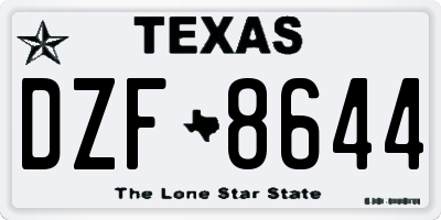TX license plate DZF8644