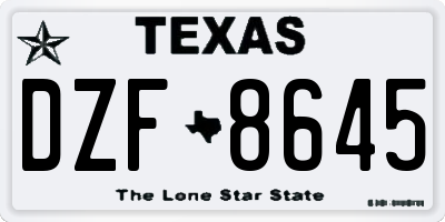 TX license plate DZF8645