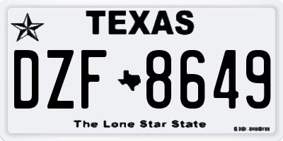 TX license plate DZF8649