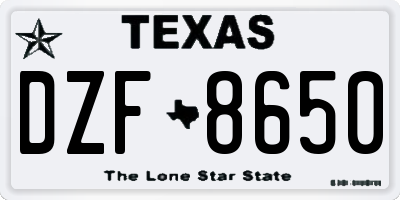 TX license plate DZF8650