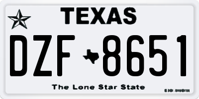 TX license plate DZF8651