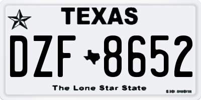 TX license plate DZF8652