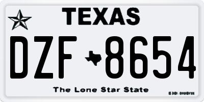 TX license plate DZF8654