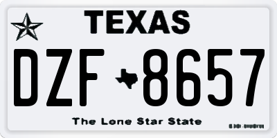 TX license plate DZF8657