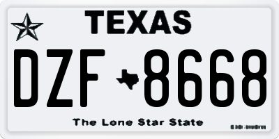 TX license plate DZF8668