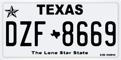 TX license plate DZF8669
