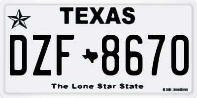 TX license plate DZF8670