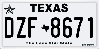 TX license plate DZF8671