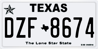 TX license plate DZF8674