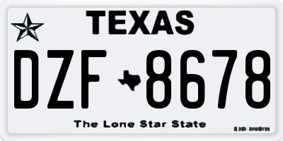 TX license plate DZF8678