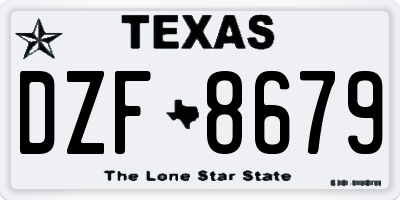 TX license plate DZF8679