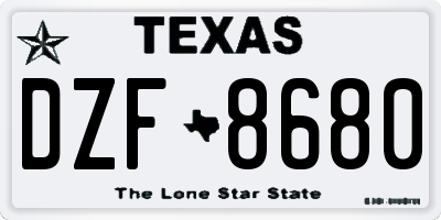 TX license plate DZF8680