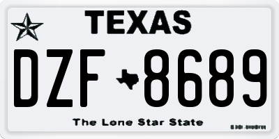 TX license plate DZF8689
