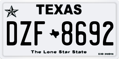 TX license plate DZF8692