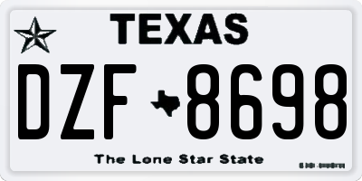 TX license plate DZF8698