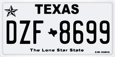 TX license plate DZF8699