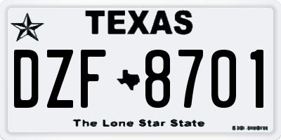 TX license plate DZF8701