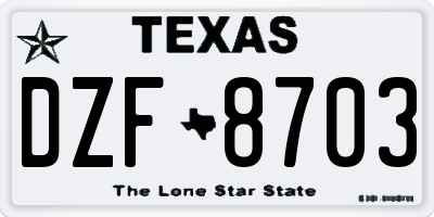 TX license plate DZF8703