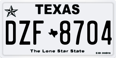 TX license plate DZF8704