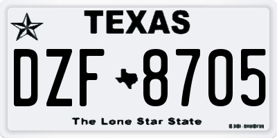 TX license plate DZF8705