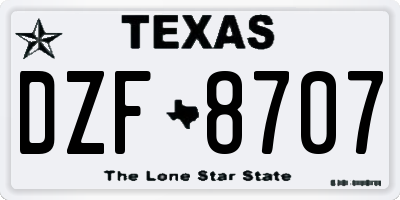 TX license plate DZF8707