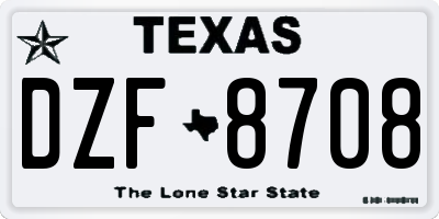 TX license plate DZF8708