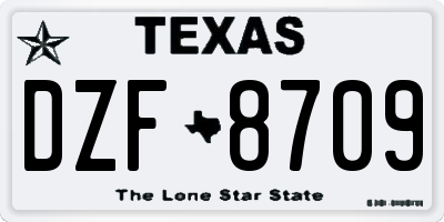 TX license plate DZF8709