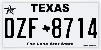 TX license plate DZF8714