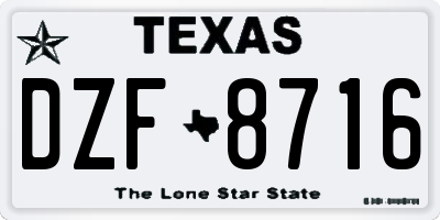 TX license plate DZF8716
