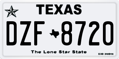 TX license plate DZF8720