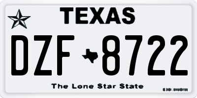 TX license plate DZF8722
