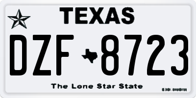 TX license plate DZF8723
