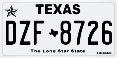 TX license plate DZF8726