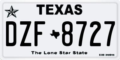 TX license plate DZF8727