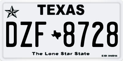TX license plate DZF8728