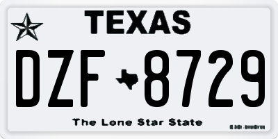 TX license plate DZF8729