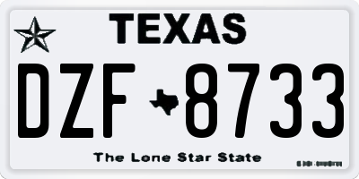TX license plate DZF8733