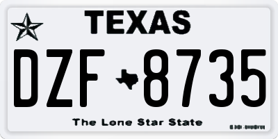 TX license plate DZF8735