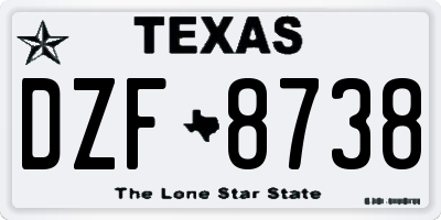 TX license plate DZF8738