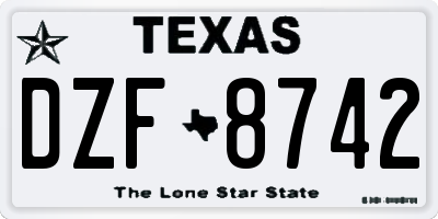 TX license plate DZF8742