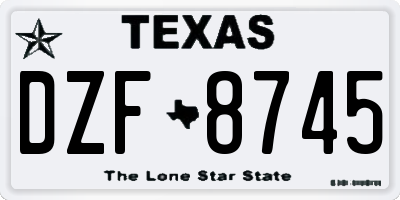 TX license plate DZF8745
