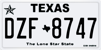 TX license plate DZF8747